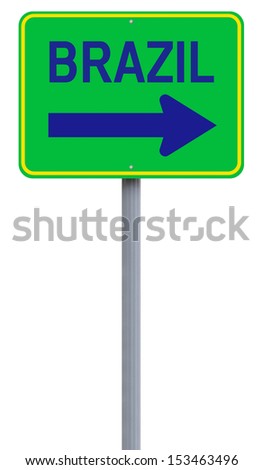 A modified one way sign indicating Rio de Janeiro 