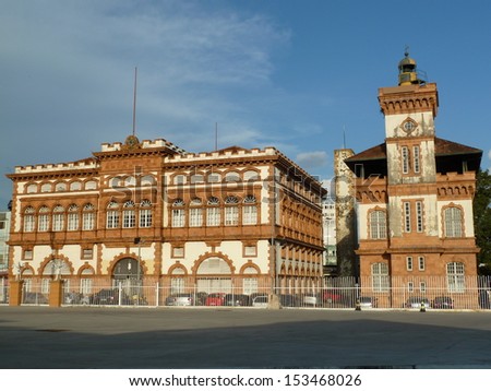 Customs Manaus. The building was inaugurated in 1906. Was entirely prefabricated in England, where the blocks were imported suited to the climate of the Amazon