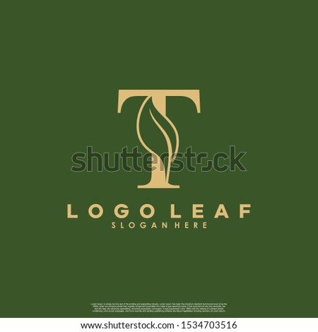 Letter T With Leaf Logo. Green leaf logo icon vector design. Landscape design, garden, Plant, nature and ecology vector. Editable file.