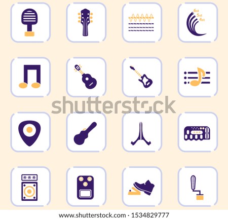 Guitar and accessories vector icons for user interface design