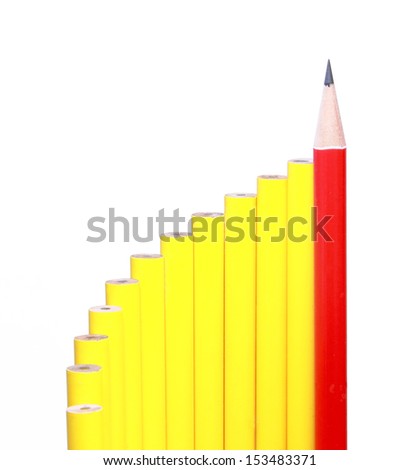 Curve of bar graph pencils meaning to success step 