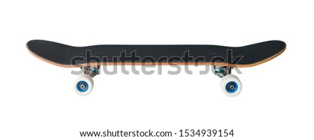 Side view of skateboard isolated on white. Extreme sport equipment
