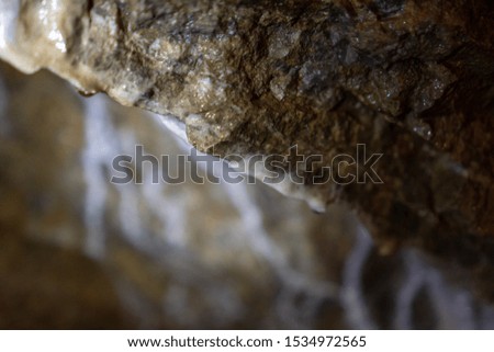 detail shots of a limestone cave with stalactites and stalagmites
