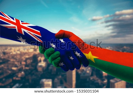 Shaking hands Australia and  Burkina Faso