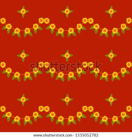 Seamless pattern with marigold garland