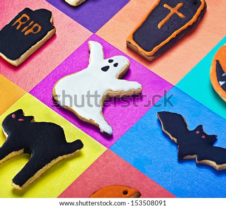 Halloween cookies on a colored background