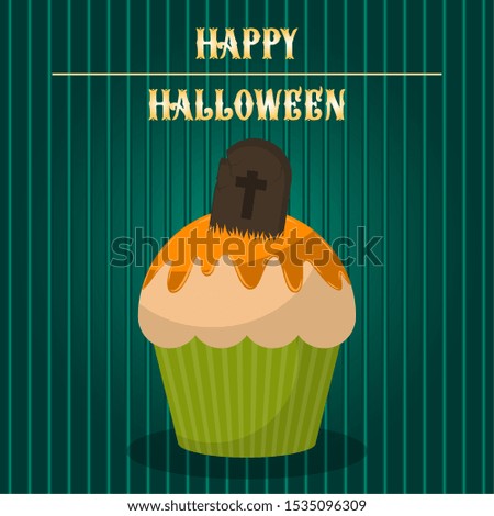 Vintage halloween spooky cupcake. Halloween poster - Vector