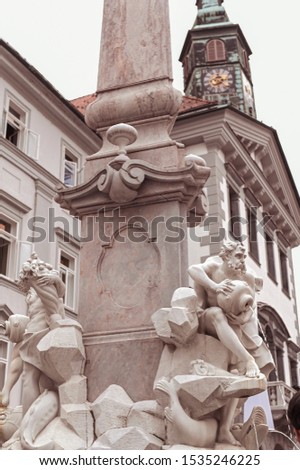 Architecture of Slovenia. Historic streets during the day. Travel photo. Free space for text.