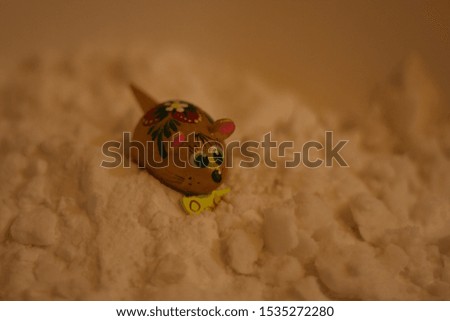 cute mouse crawling in the snow