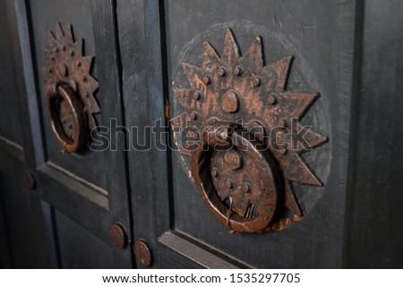 Rome, Italy. Antique wrought iron door handle. Church Maria in Cosmedin.