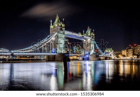 Tower bridge at long exposire in the night, London.