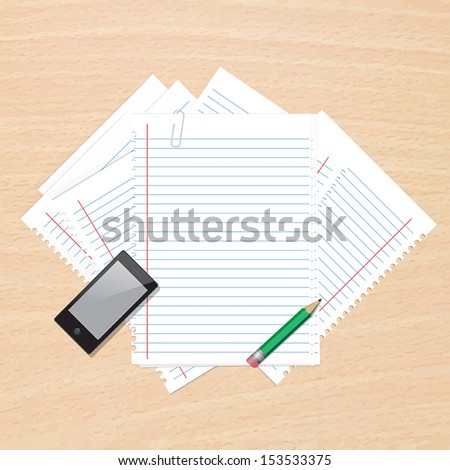 Paper note on wood background vector illustration