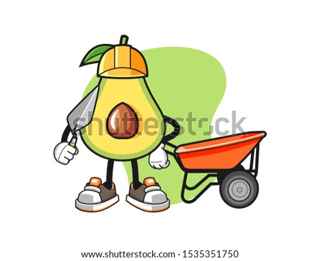 Avocado builder mascot design vector. Cartoon character illustration for business, t shirt, sticker.