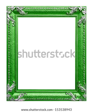 green photo frame on the white background