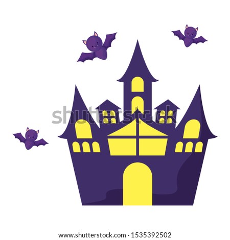 scary halloween castle on white background vector illustration design