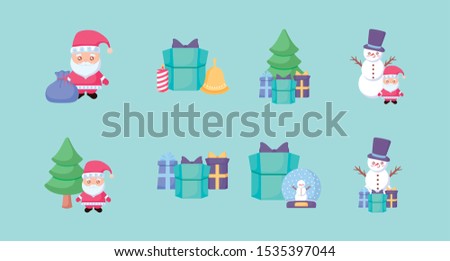 bundle of christmas with icons set vector illustration design