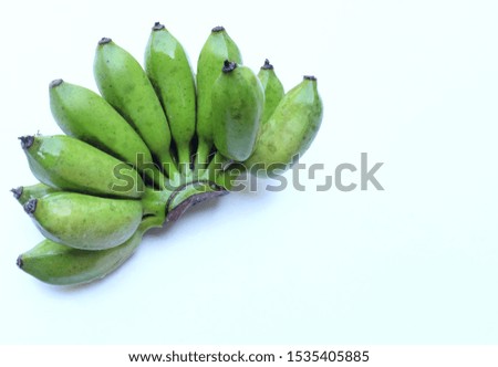 copy space comb banana green isolated on white background