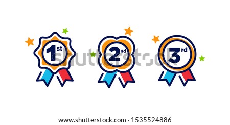1st 2nd 3rd medal first place second third award winner badge guarantee winning prize ribbon symbol sign icon logo template Vector clip art illustration Royalty-Free Stock Photo #1535524886
