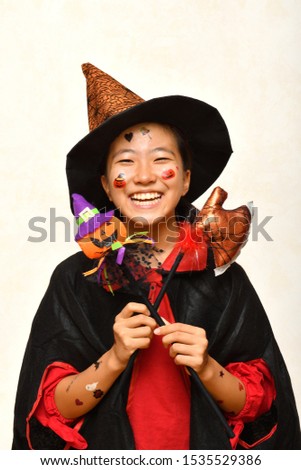 Japanese girl enjoys Halloween party