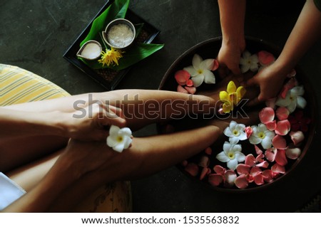 Thai massage Salon  and environment Stock Photo. Beautiful spa composition on massage table in wellness center stock photo
Thailand, Alternative Therapy, Aromatherapy, Beauty, Body Care