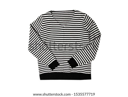 Warm striped sweater isolated on white background