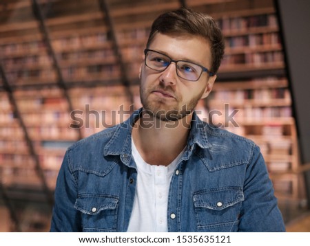 Student in a public library
