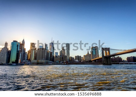 Manhattan Skyline and Brooklyn Bridge.