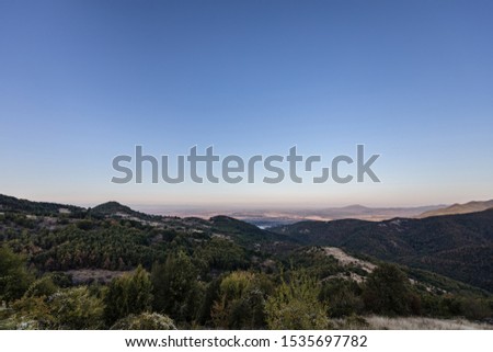 Panoramic view landscape from mountain, Bulgaria, autumn
