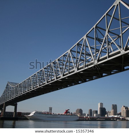 crescent city connection bridge with New Orleans skyline