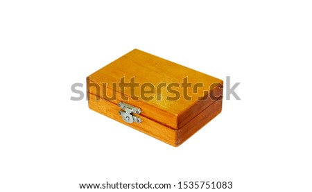 wood box on white background, Science experiment slides in wood box.