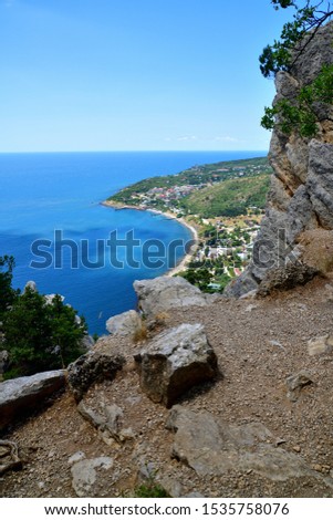 View of the Simeiz village from Koshka Mount in Crimea
