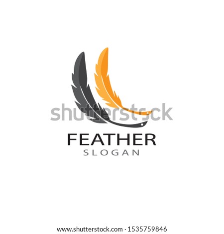 ilustration feather logo template vector