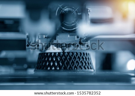 The 3D printing machine make the 3D prototype model by resin material. The hi-technology for rapid prototype method by 3d printing machine. Royalty-Free Stock Photo #1535782352