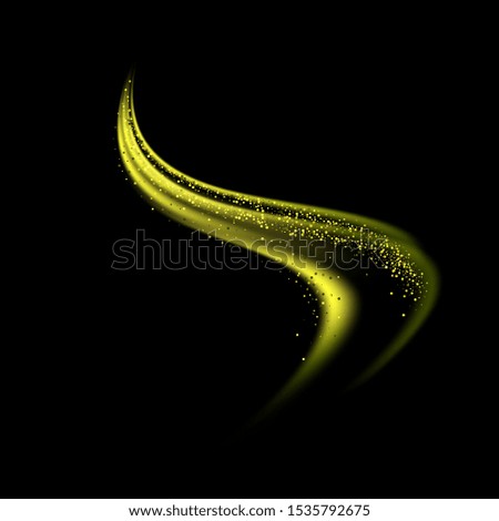 
Abstract shiny color golden design elementwave with glitter effect on a black background.