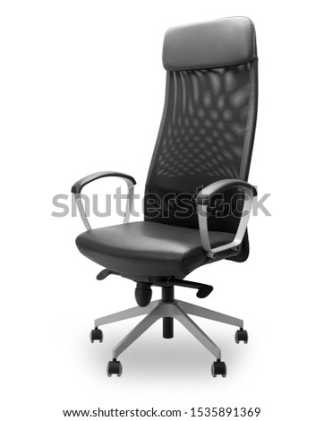 Black office chair isolated on white background with clipping path.