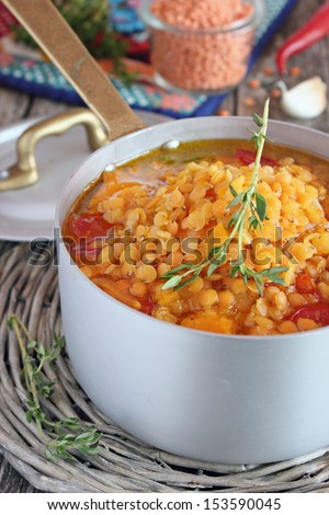 Thick pumpkin-lentils soup 