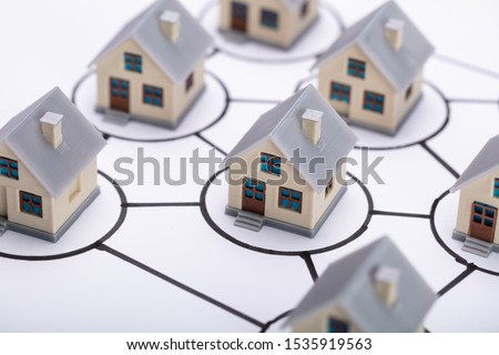 House Modes In Circles Connected Together In Homeowners Association Royalty-Free Stock Photo #1535919563