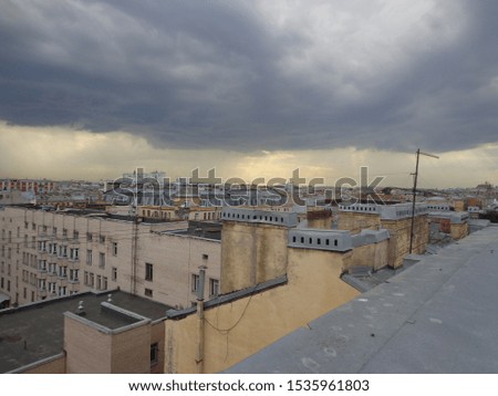 A series of pictures on a roof in St. Petersburg