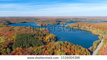 Aerial View of Northern Michigan in autumn
