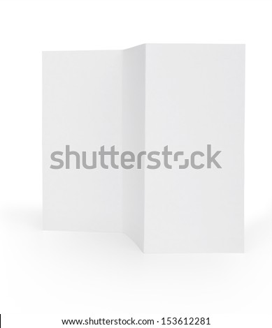 close up of a folded card on white background with clipping path