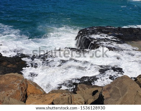Waves on the rocks nature blue sky ocean water panorama photography 