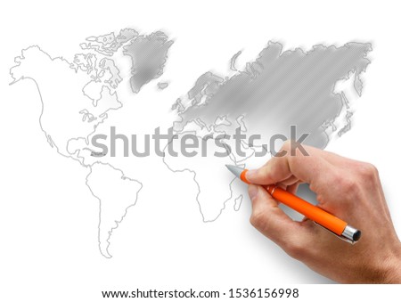 businessman draws abstract world map