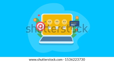 User rating, Online review, Marketing survey, Customer satisfaction, online reputation - flat design vector concept with icons