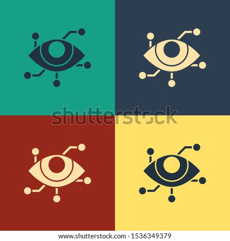 Color Virtual reality icon isolated on color background. Vintage style drawing. Vector Illustration
