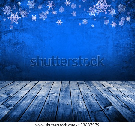 Blue christmas background with snowflakes