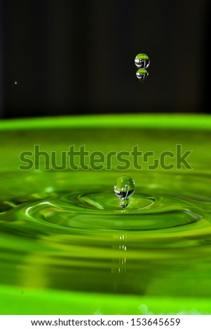 Water droplets hit the surface of the green.