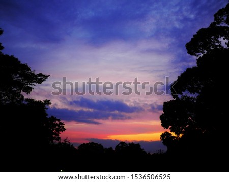 the sunset beautiful sky what guradation blue to orange Royalty-Free Stock Photo #1536506525