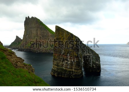 Beautiful Rock Islands on the Ocean, Faroe Islands