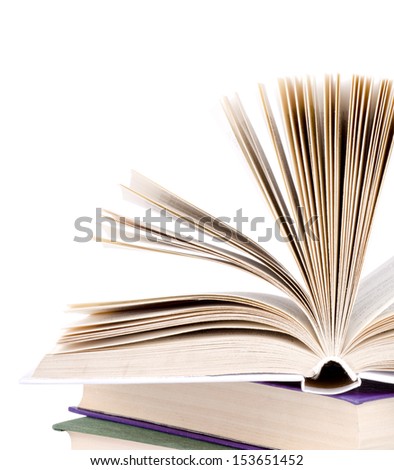 Open book on a white background.