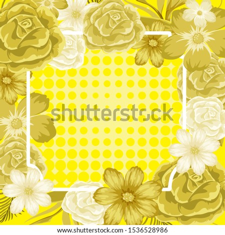 Frame template design with yellow flowers illustration